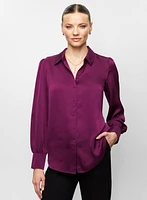 Button Front Satin Blouse