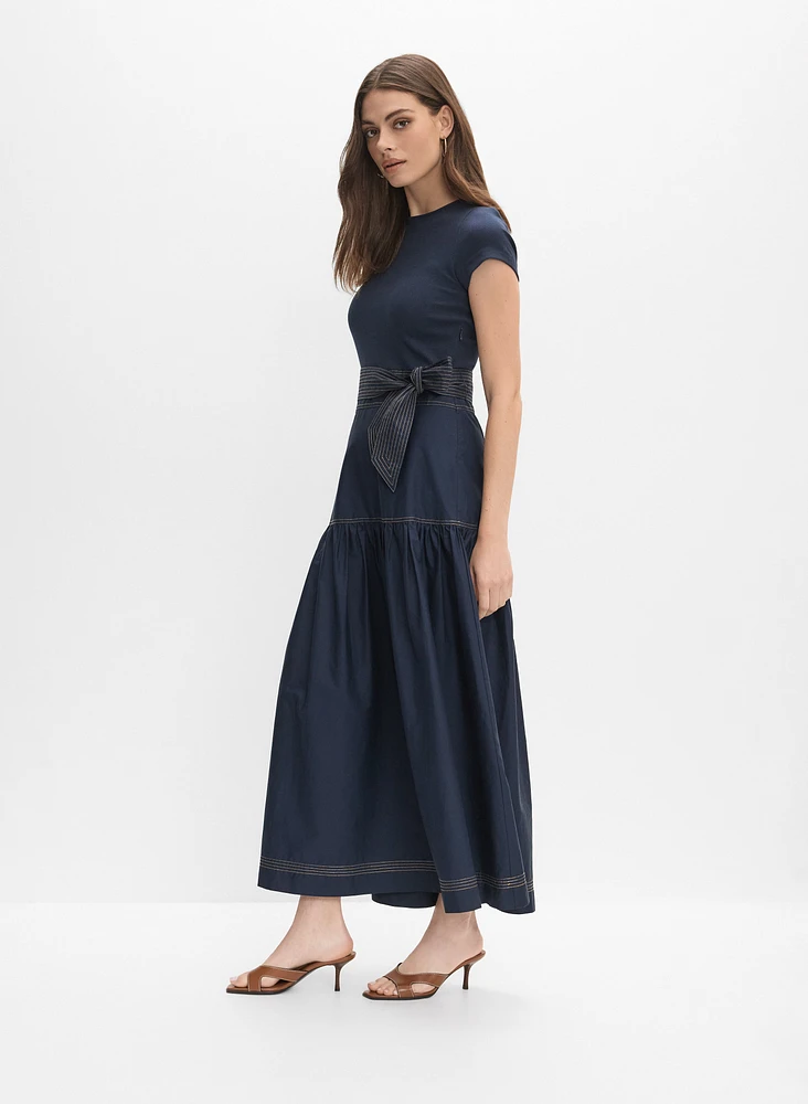 Robe ajustée et évasée en coton