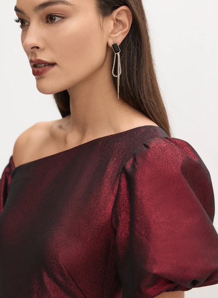 Adrianna Papell - Robe asymétrique à manches bouffantes