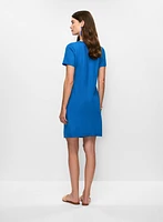 Short Sleeve Linen-Blend Dress