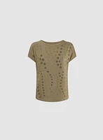 T-shirt à motif pois en strass