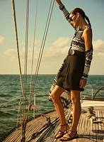 Short taille haute en mélange de lin