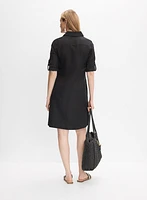 Linen-Blend Shirt Dress