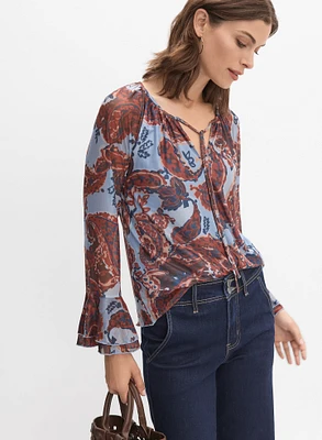 Blouse paisley à manches volantées