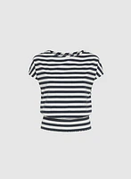 T-shirt rayé à ourlet fronc
