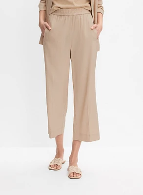 Pantalon gaucho large à taille élastique
