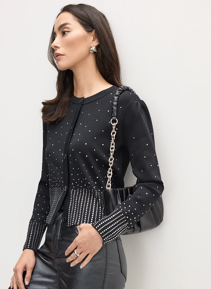 Cardigan orné écourté