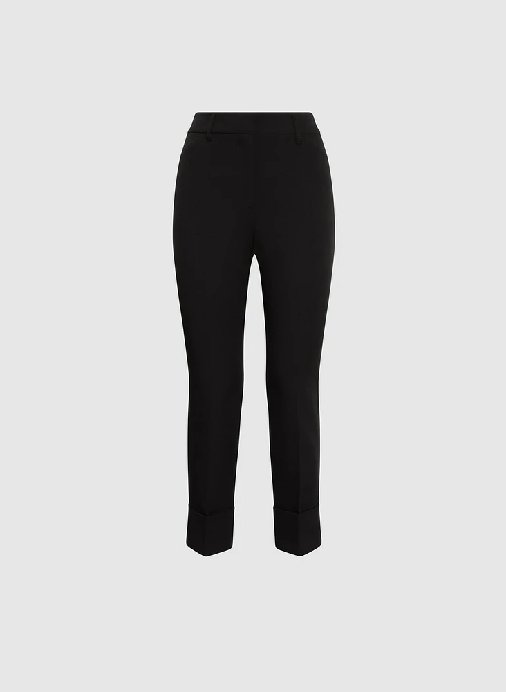 Cuffed Straight-Leg Ankle Pants