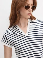 T-shirt rayé à col polo