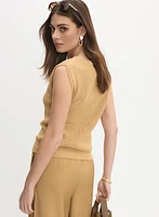 Sleeveless Open-Knit Sweater