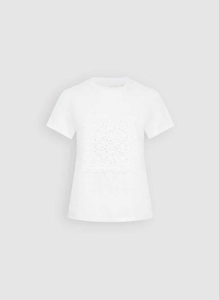 Cotton Crochet Applique T-Shirt