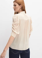Draped Puff Sleeve Blouse