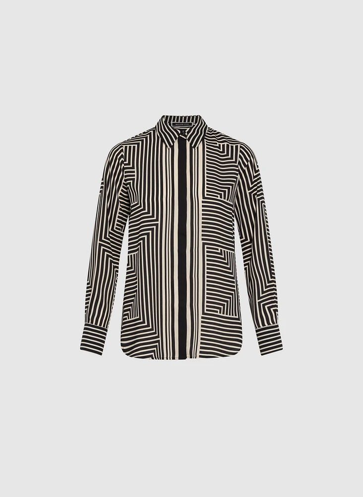 Mixed Geometric Print Blouse