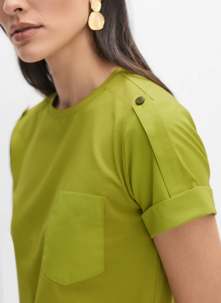 T-shirt à détail en satin