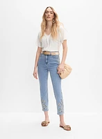 Embroidered Straight-Leg Jeans