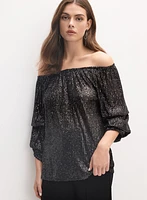 Joseph Ribkoff - Off-The-Shoulder Sequin Top
