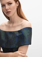 Floral Jacquard Off-Shoulder Dress