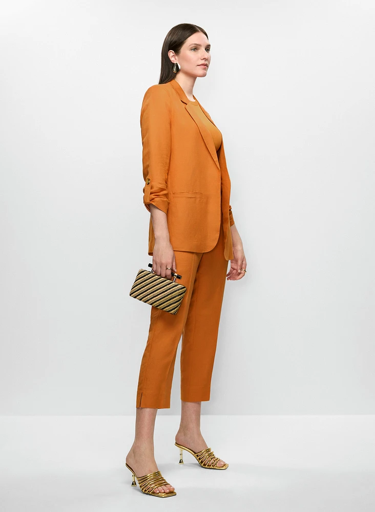 Pantalon capri Essentiels en mélange de lin