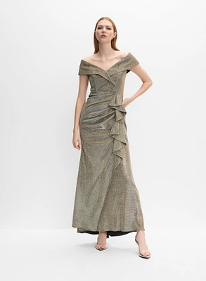 Foil Off-The-Shoulder Dress