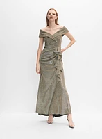 Foil Off-The-Shoulder Dress