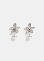 Floral Pearl Drop Earrings