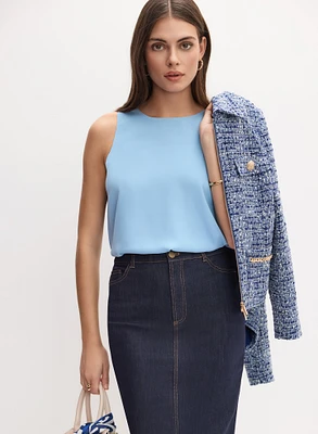 Sleeveless Crepe Blouse