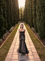Strapless Lace Bustier Gown
