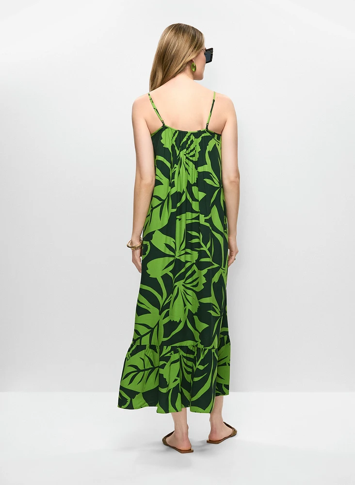 Robe longue à motif tropical