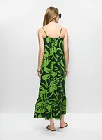 Robe longue à motif tropical