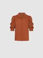 Draped Puff Sleeve Blouse