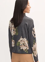 Pull floral à col cheminée