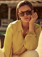 Blouse en satin à ourlet torsad