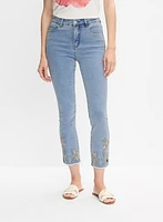 Embroidered Denim Capris