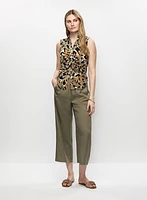 Blouse sans manches à motif léopard