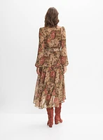 Belted Paisley Shirt Dress