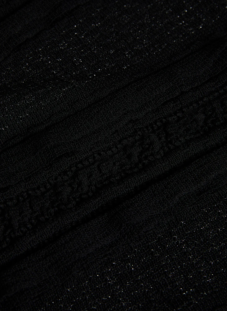 Pull à manches coude en tricot ajouré