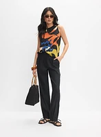 Elasticized Linen-Blend Cargo Pants
