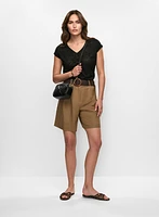 T-shirt orné et short en lin mélangé