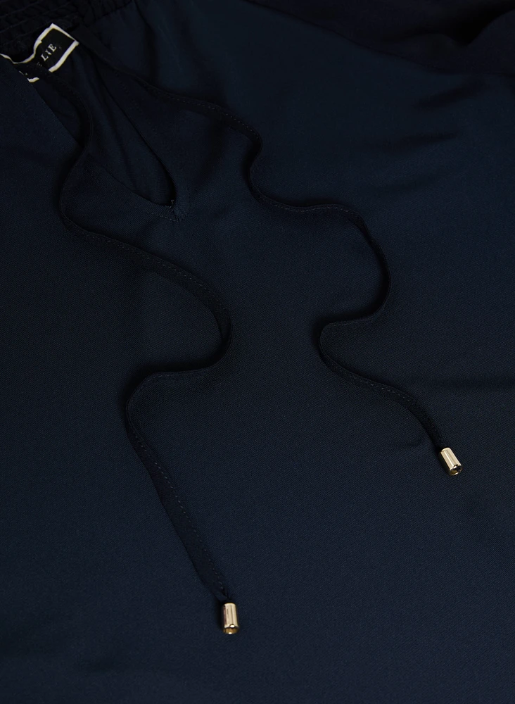 Blouse froncée à col montant