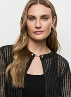 Chain Detail Open-Knit Cardigan