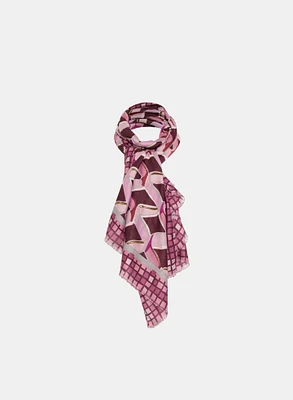 Abstract Print Metallic Detail Scarf