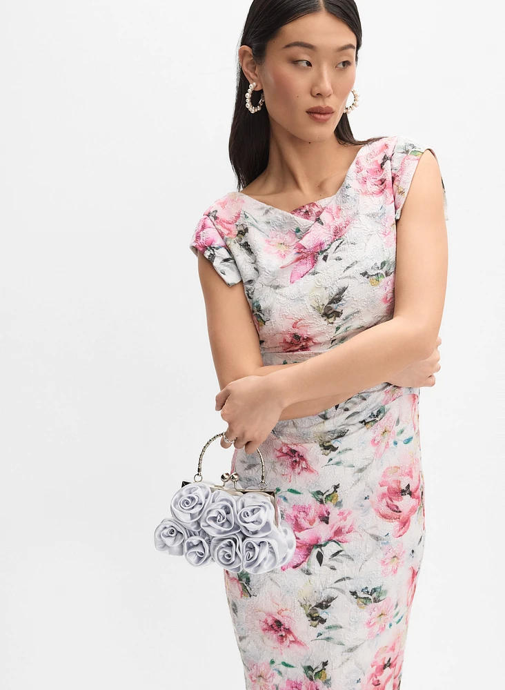 Adrianna Papell - Robe à motif floral métallique