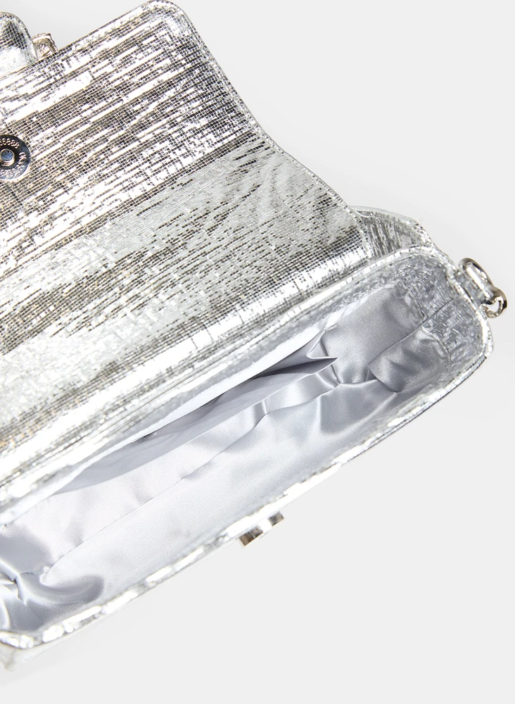 Metallic Buckle Clutch