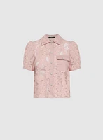 Blouse en dentelle à col chemisier
