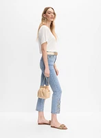 Embroidered Straight-Leg Jeans