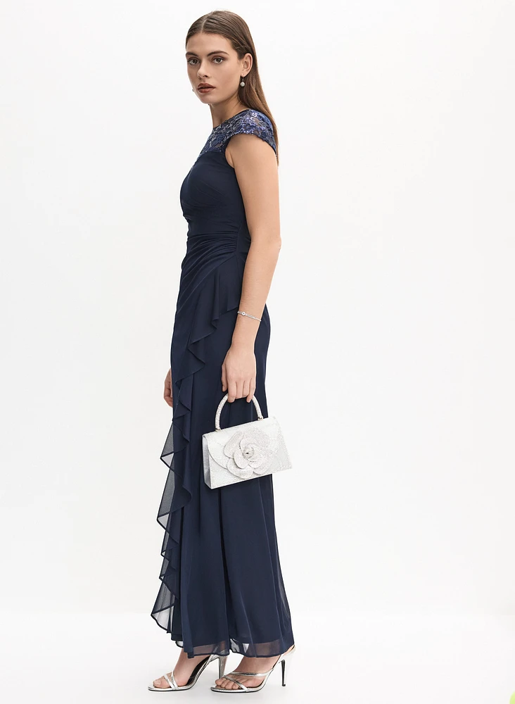 Robe à volants en cascade et paillettes