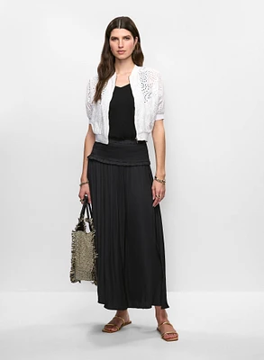 Veste à oeillets et jupe maxi en satin
