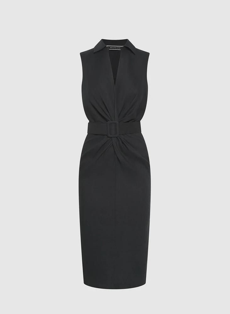 Robe ceinturée en mélange de lin
