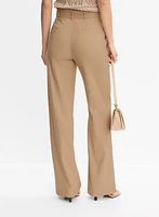 Stretch Linen Wide-Leg Pants