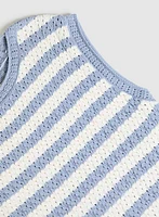 Striped Pointelle Pullover